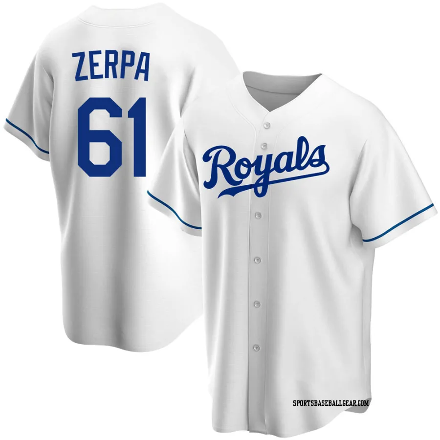Angel Zerpa Men's Kansas City Royals White Replica Home Jersey