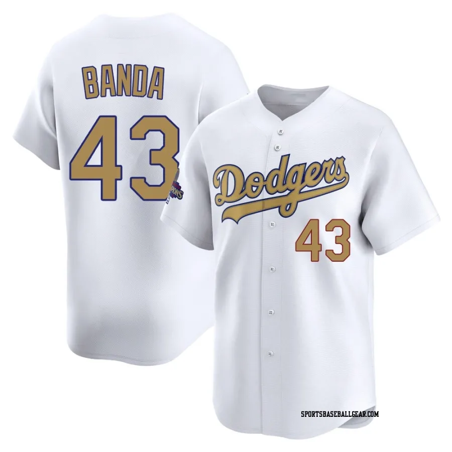 Anthony Banda Men's Los Angeles Dodgers Gold Limited White 2025 Collection Jersey