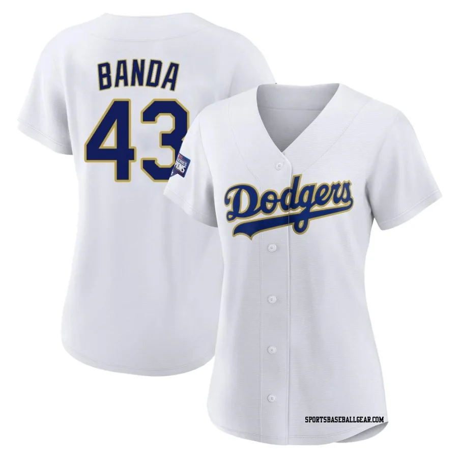 Anthony Banda Women's Los Angeles Dodgers White/Gold Replica 2021 Gold Program Player Jersey