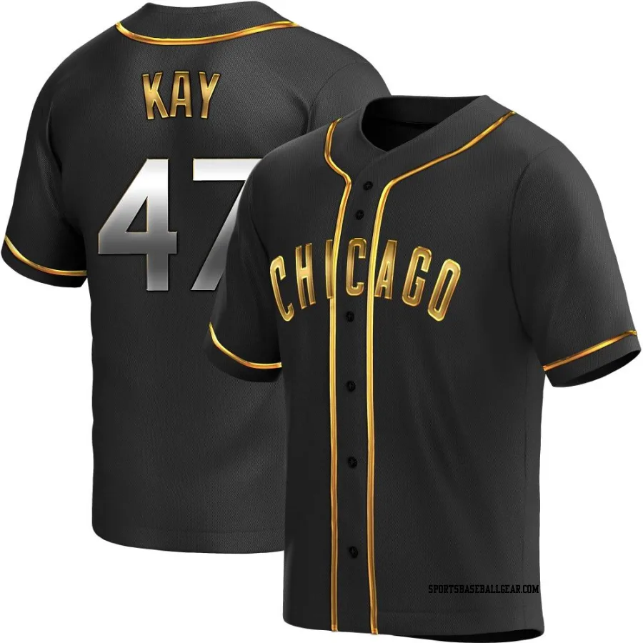 Anthony Kay Men's Chicago Cubs Black Golden Replica Alternate Jersey
