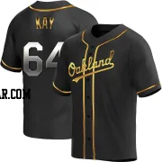 Anthony Kay Men's Oakland Athletics Black Golden Replica Alternate Jersey