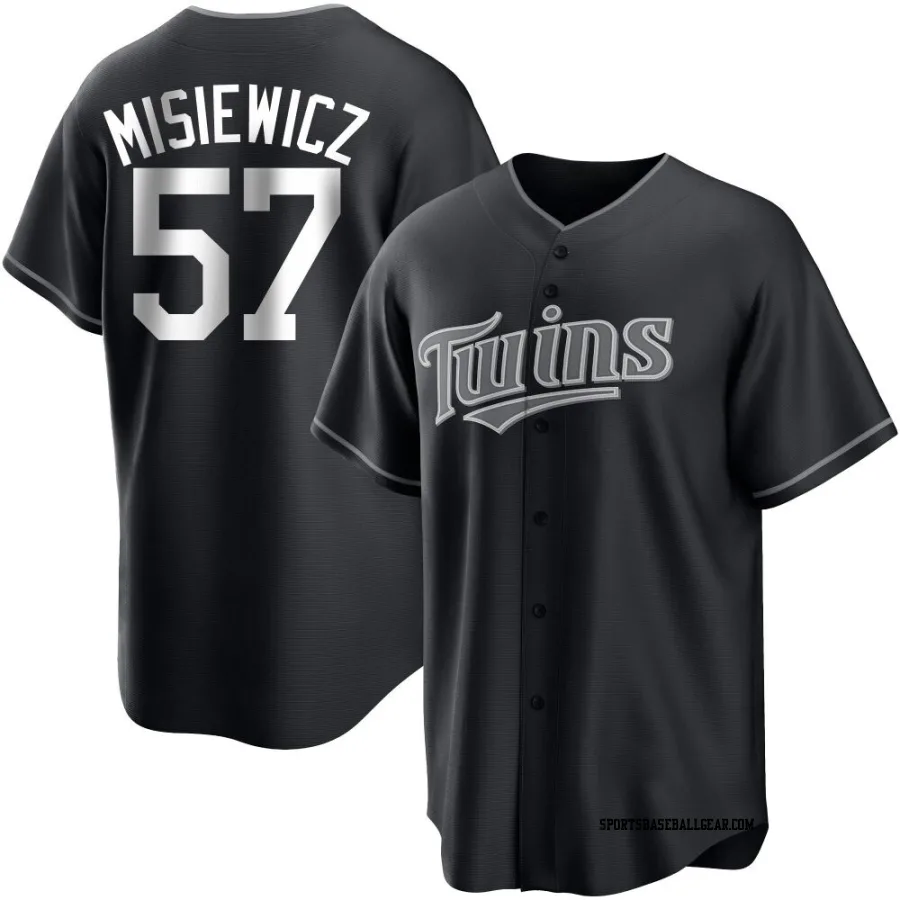 Anthony Misiewicz Men's Minnesota Twins Black/White Replica Jersey