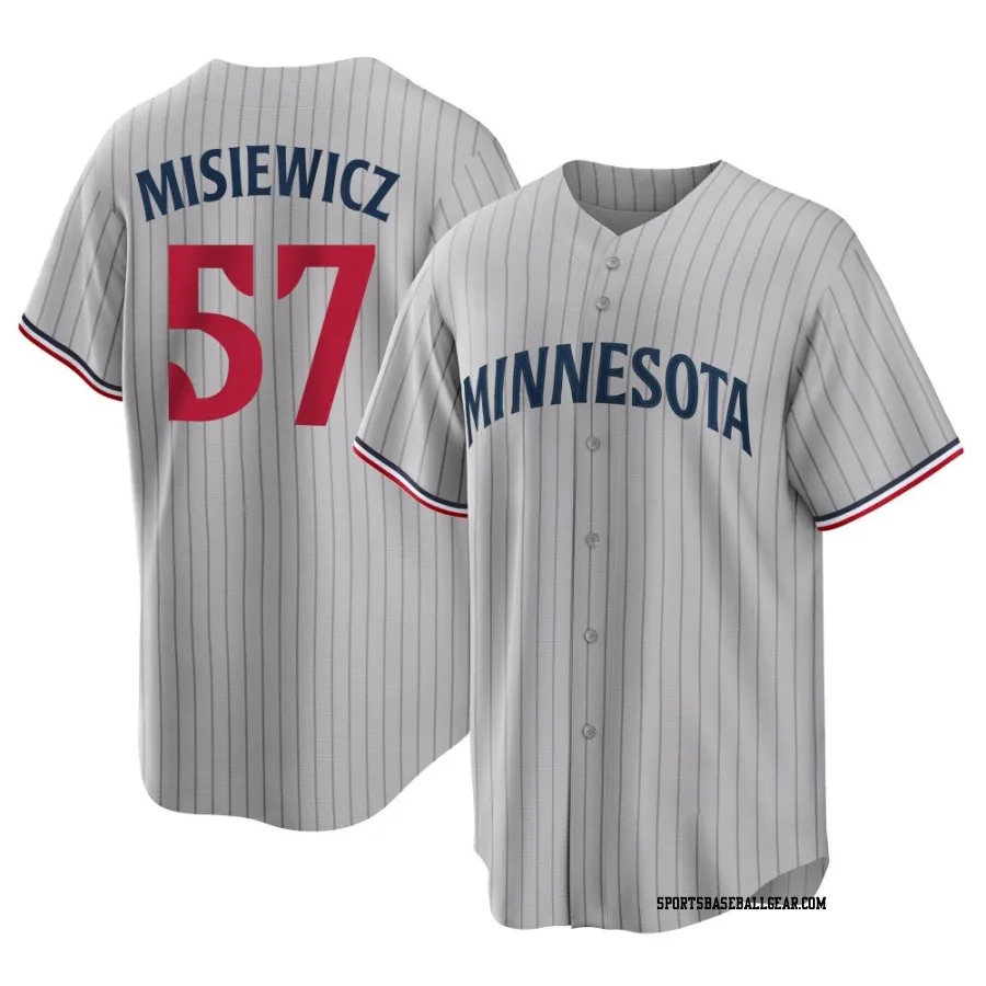 Anthony Misiewicz Men's Minnesota Twins Gray Replica Road Jersey