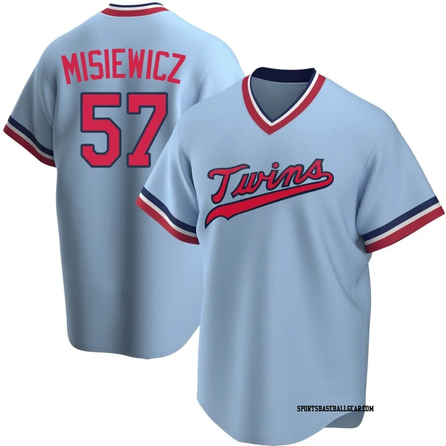 Anthony Misiewicz Youth Minnesota Twins Light Blue Replica Road Cooperstown Collection Jersey