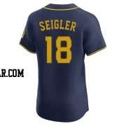 Anthony Seigler Men's Milwaukee Brewers Navy Elite Alternate Jersey