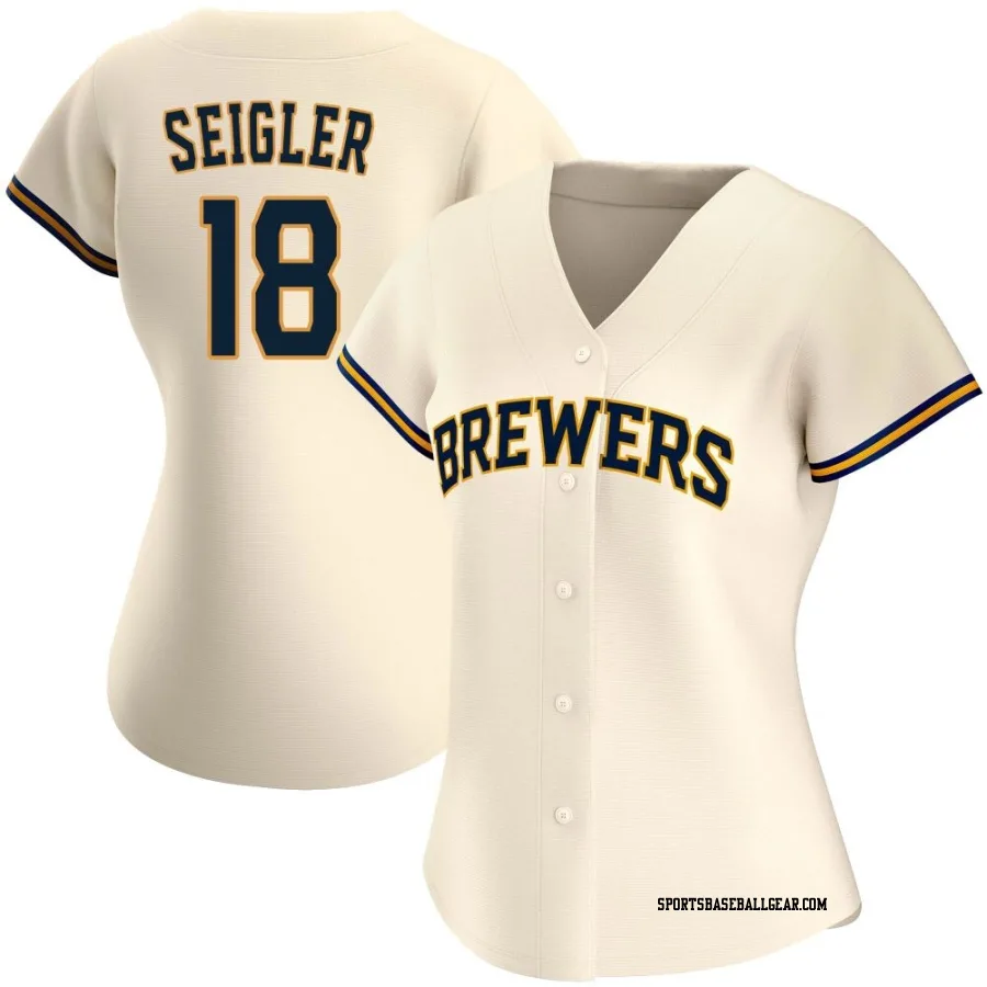 Anthony Seigler Women's Milwaukee Brewers Cream Authentic Home Jersey