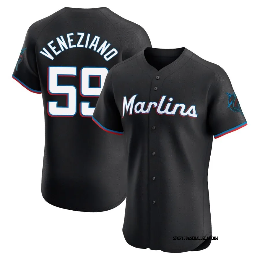 Anthony Veneziano Men's Miami Marlins Black Elite Alternate Vapor Premier Jersey