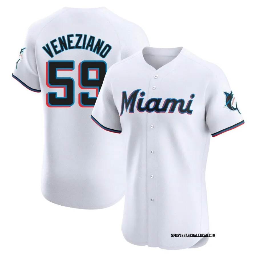 Anthony Veneziano Men's Miami Marlins White Elite Home Jersey