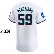 Anthony Veneziano Men's Miami Marlins White Elite Home Patch Jersey
