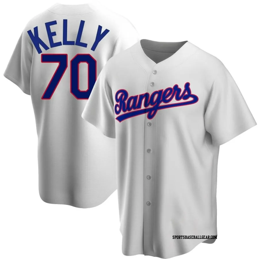 Antoine Kelly Men's Texas Rangers White Replica Home Cooperstown Collection Jersey