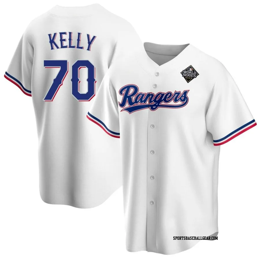 Antoine Kelly Youth Texas Rangers White Replica Home 2023 World Series Jersey
