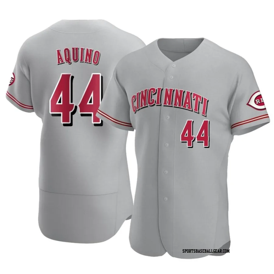 Aristides Aquino Men's Cincinnati Reds Gray Authentic Road Jersey