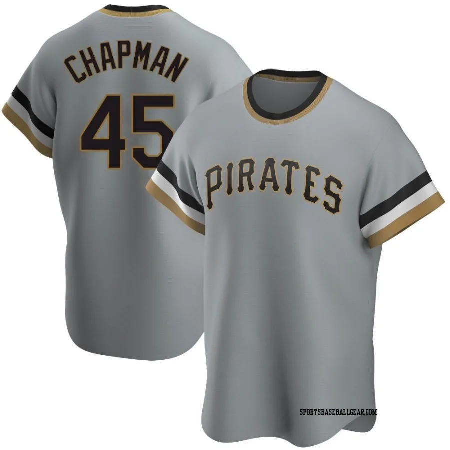 Aroldis Chapman Men's Pittsburgh Pirates Gray Replica Road Cooperstown Collection Jersey