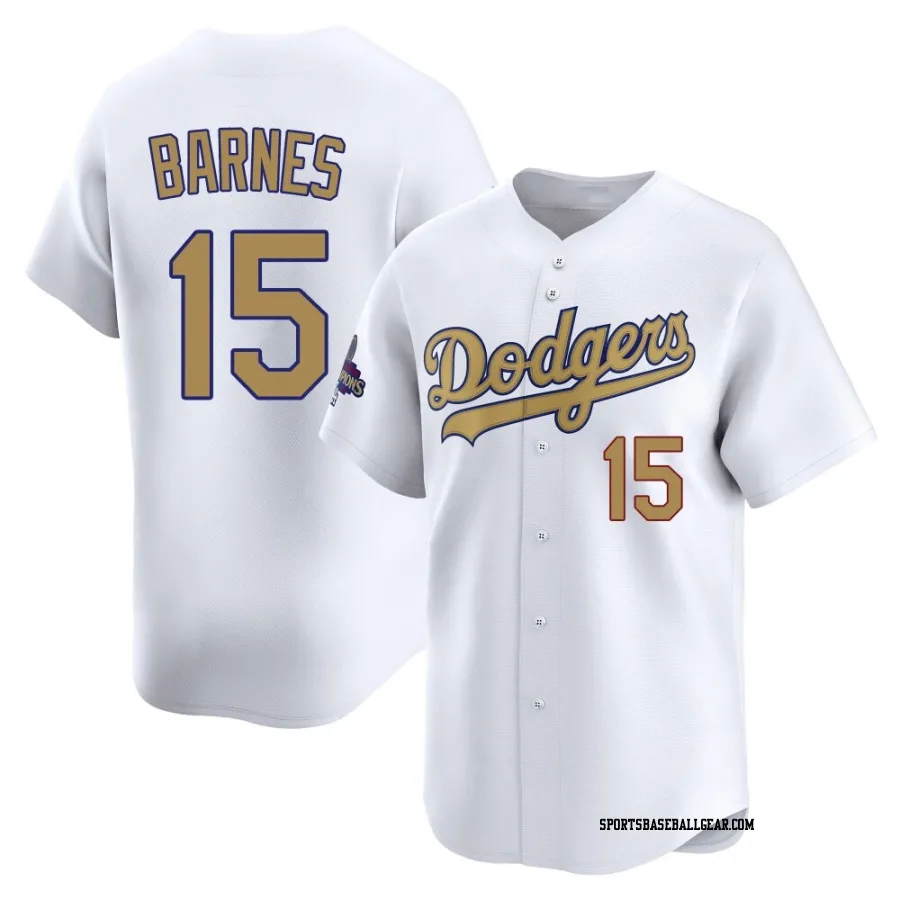 Austin Barnes Men's Los Angeles Dodgers Gold Limited White 2025 Collection Jersey