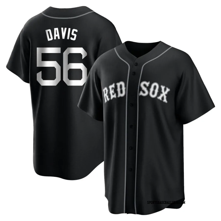 Austin Davis Men's Boston Red Sox Black/White Replica Jersey