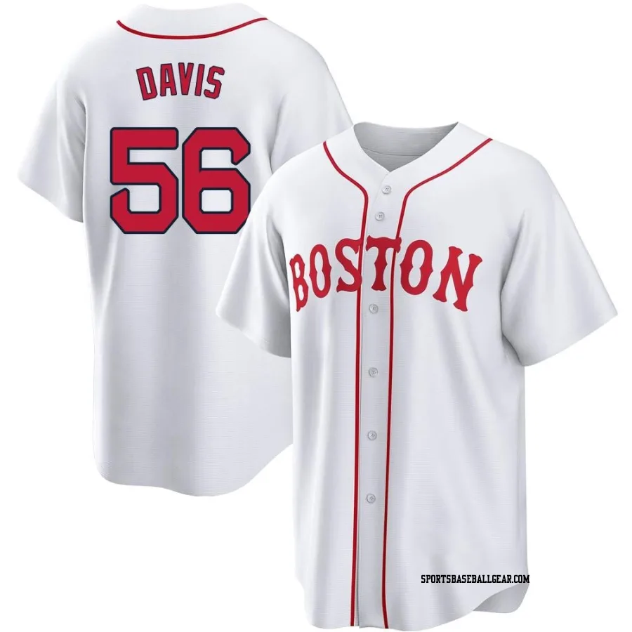 Austin Davis Men's Boston Red Sox White Replica 2021 Patriots' Day Jersey