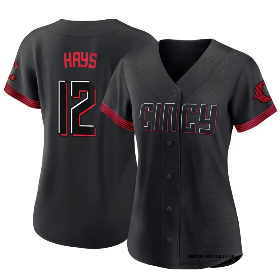 Austin Hays Women's Cincinnati Reds Black Replica 2023 City Connect Jersey