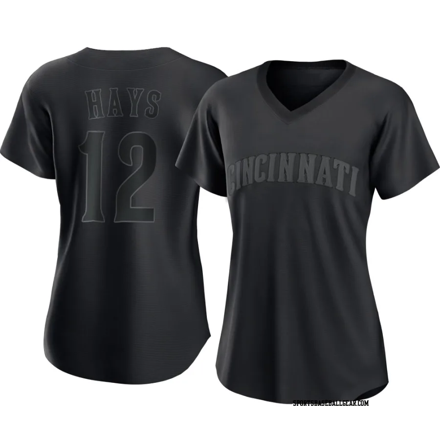 Austin Hays Women's Cincinnati Reds Black Replica Pitch Fashion Jersey
