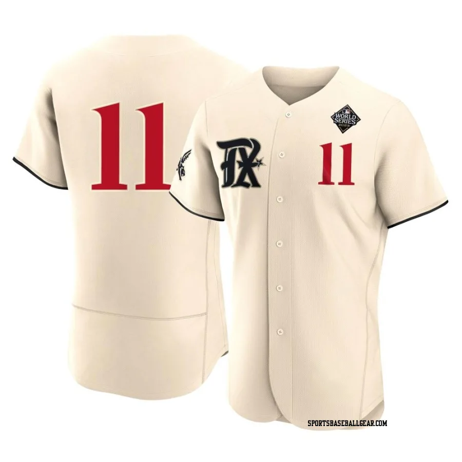 Austin Hedges Men's Texas Rangers Cream Authentic 2023 City Connect 2023 World Series Jersey