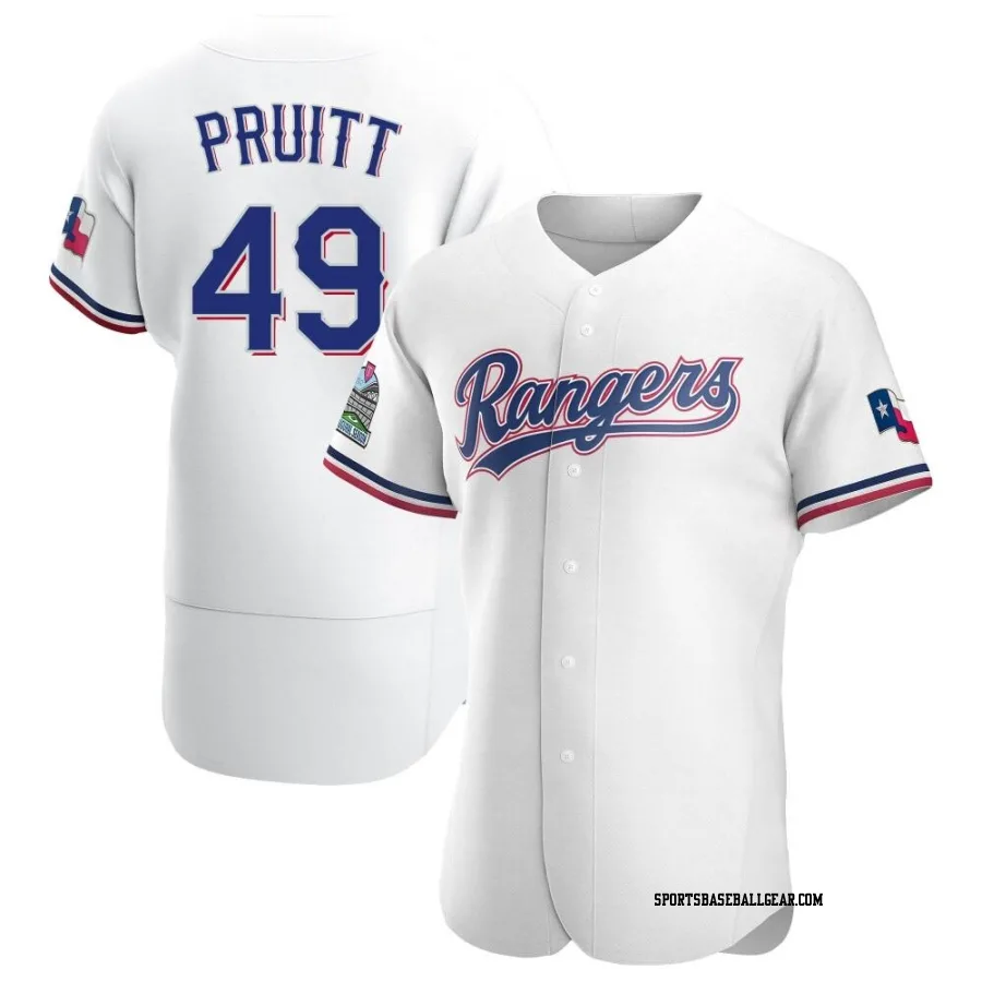 Austin Pruitt Men's Texas Rangers White Authentic Home Jersey