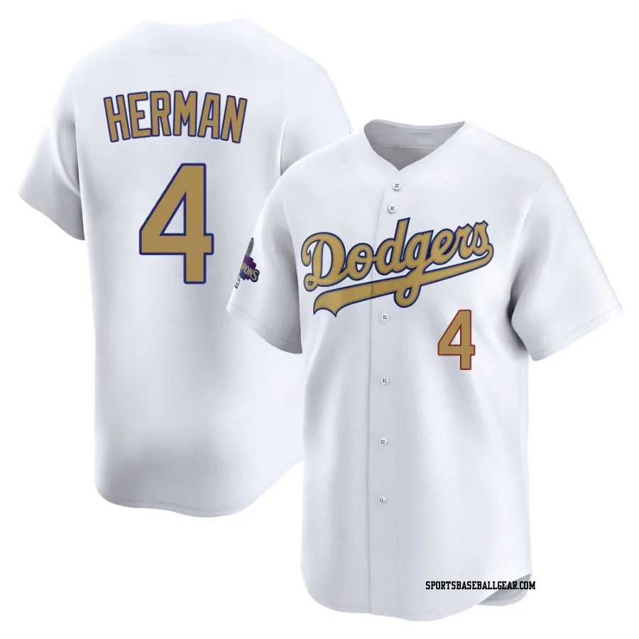 Babe Herman Men's Los Angeles Dodgers Gold Limited White 2025 Collection Jersey