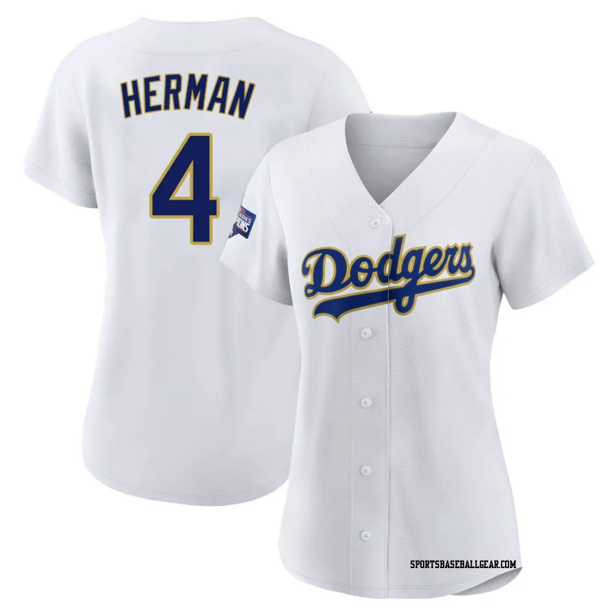 Babe Herman Women's Los Angeles Dodgers White/Gold Authentic 2021 Gold Program Player Jersey