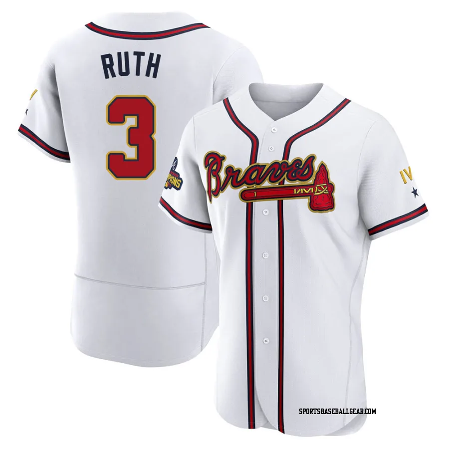 Babe Ruth Men's Atlanta Braves Gold Authentic White 2022 Program Jersey