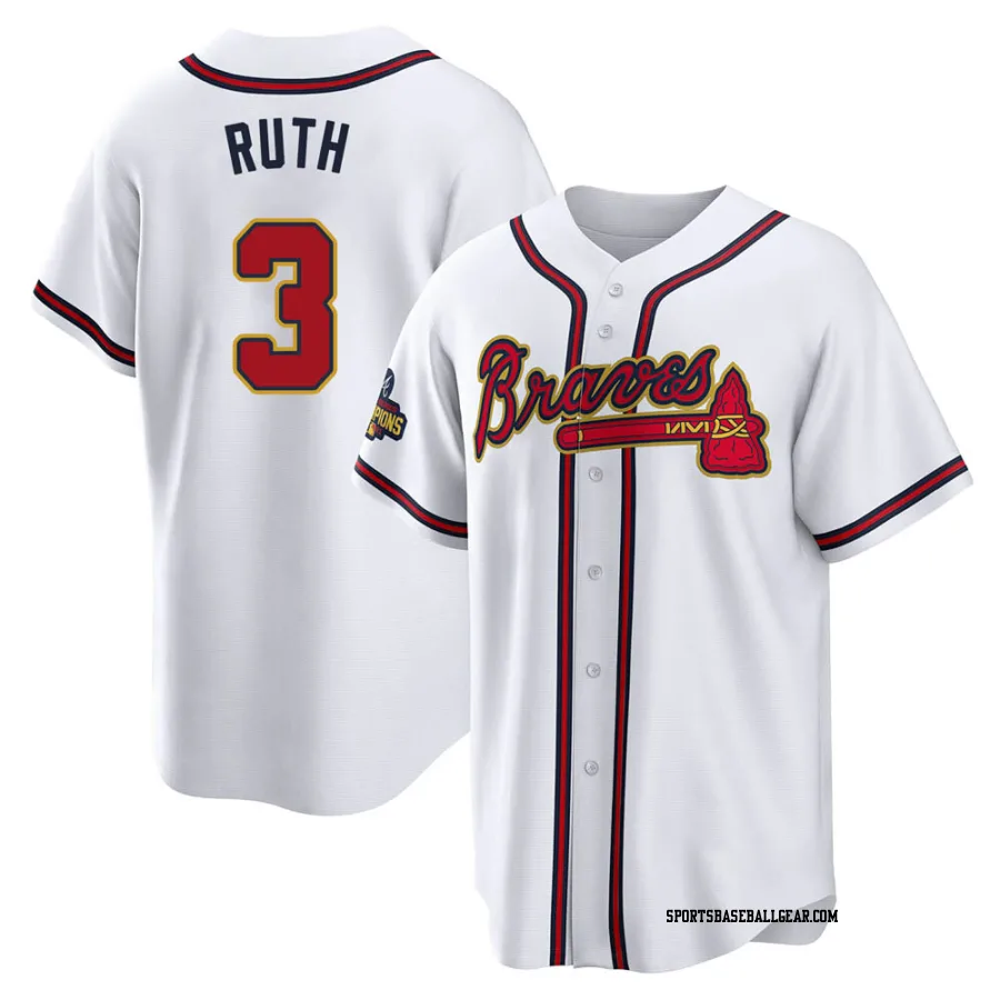 Babe Ruth Men's Atlanta Braves Gold Replica White 2022 Program Jersey
