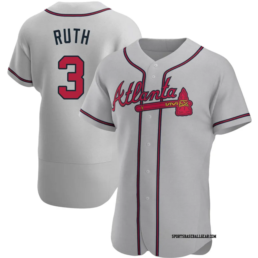 Babe Ruth Men's Atlanta Braves Gray Authentic Road Jersey