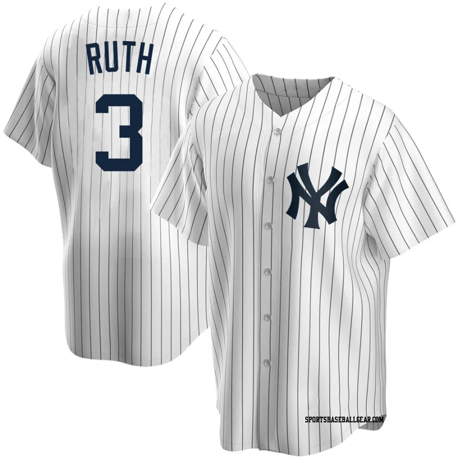 Babe Ruth Men's New York Yankees White Replica Home Jersey