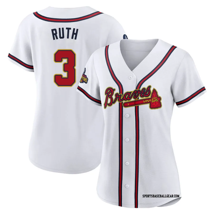 Babe Ruth Women's Atlanta Braves Gold Authentic White 2022 Program Jersey