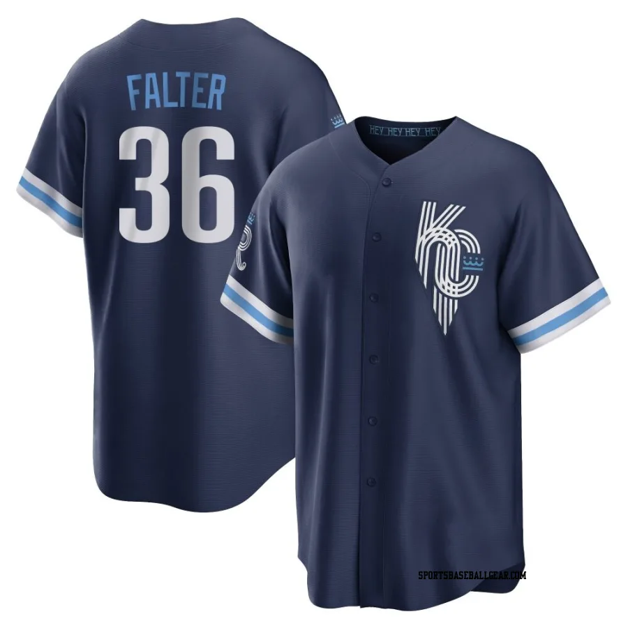Bailey Falter Men's Kansas City Royals Navy Replica 2022 City Connect Jersey