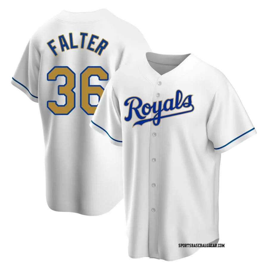 Bailey Falter Youth Kansas City Royals Gold Replica White Home Jersey