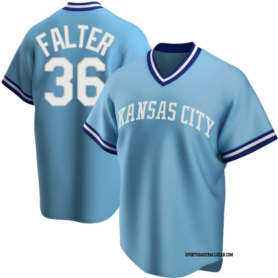 Bailey Falter Youth Kansas City Royals Light Blue Replica Road Cooperstown Collection Jersey