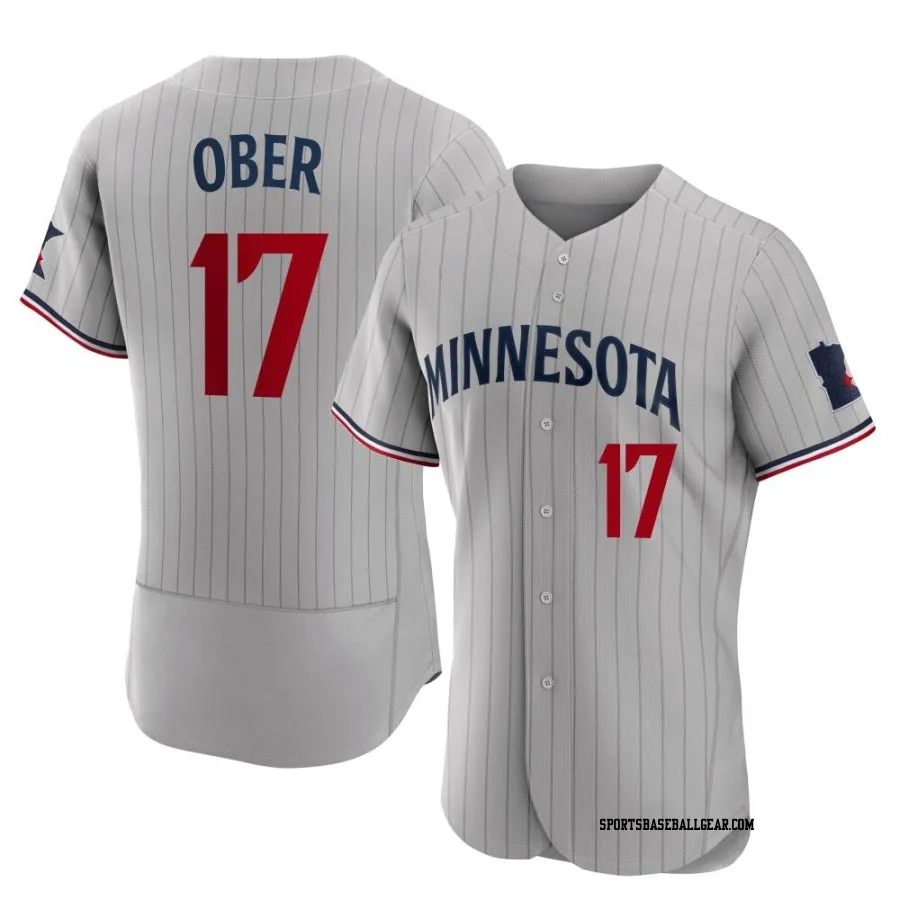 Bailey Ober Men's Minnesota Twins Gray Authentic Road Jersey