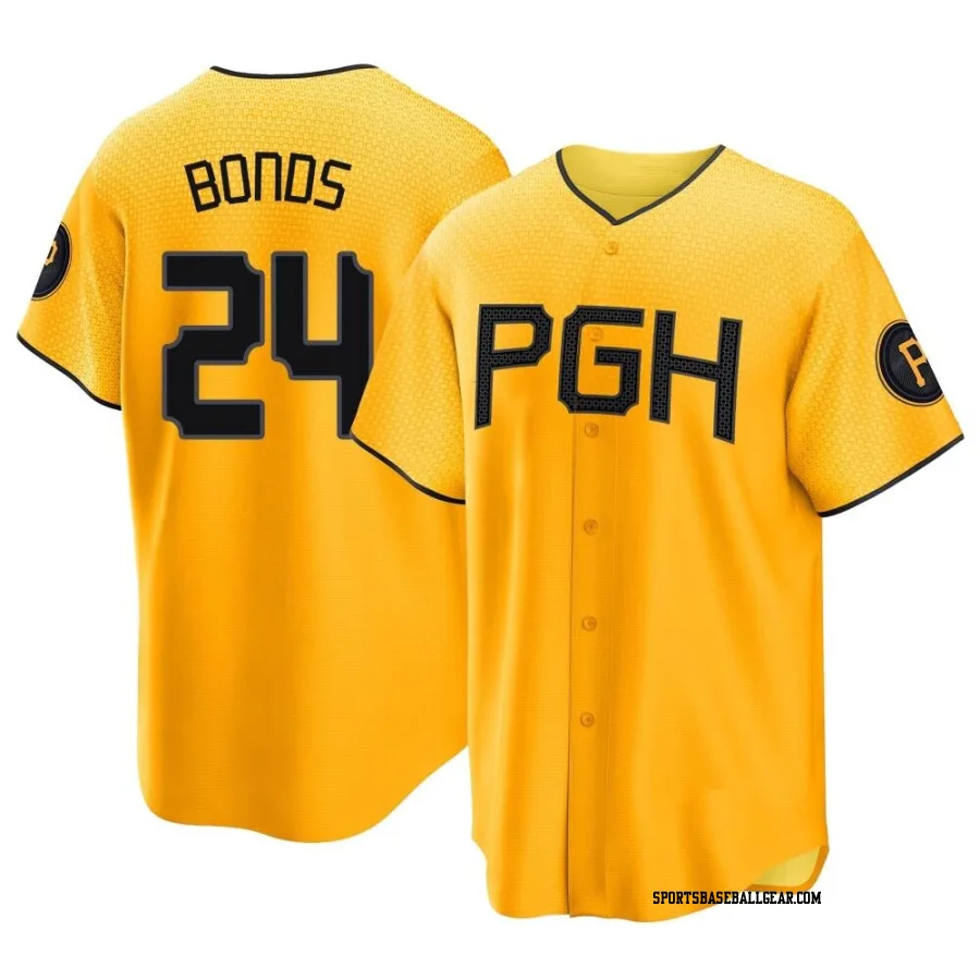 Barry Bonds Men's Pittsburgh Pirates Gold Replica 2023 City Connect Jersey
