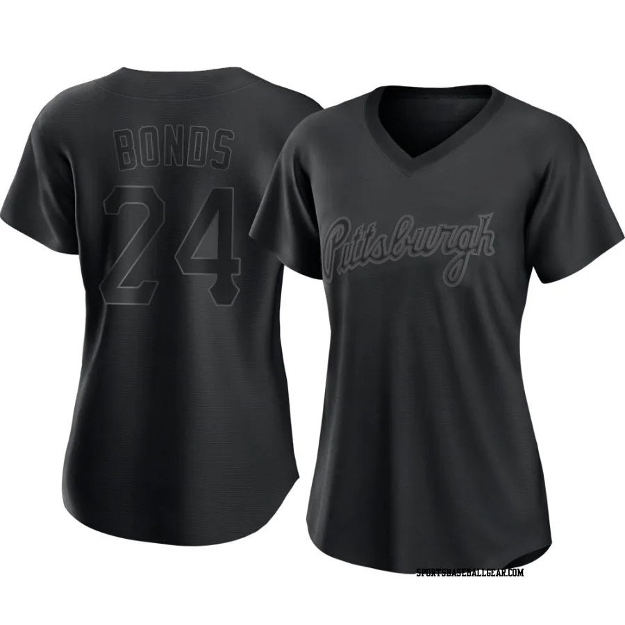 Barry Bonds Women's Pittsburgh Pirates Black Replica Pitch Fashion Jersey