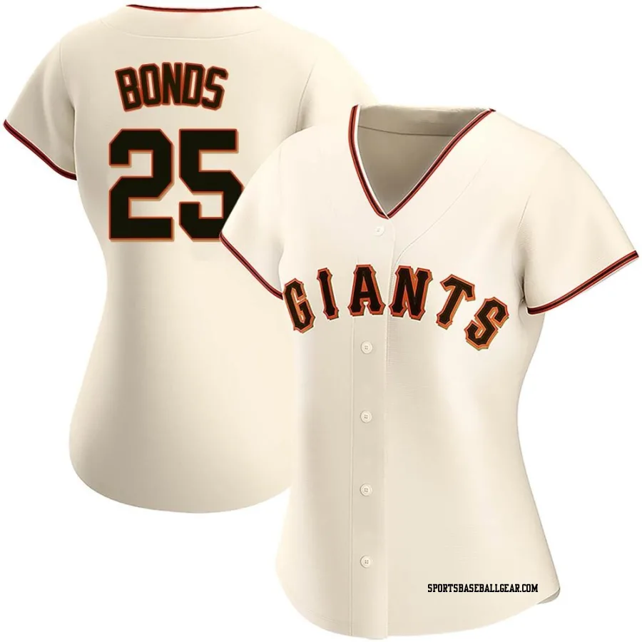 Barry Bonds Women's San Francisco Giants Cream Replica Home Jersey