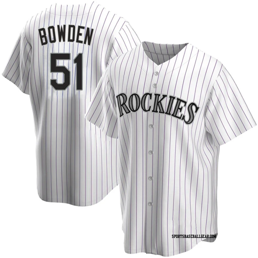 Ben Bowden Men's Colorado Rockies White Replica Home Jersey