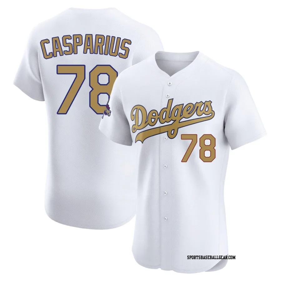Ben Casparius Men's Los Angeles Dodgers Gold Elite White 2025 Collection Jersey