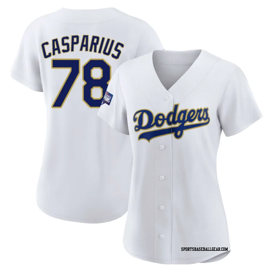 Ben Casparius Women's Los Angeles Dodgers White/Gold Authentic 2021 Gold Program Player Jersey
