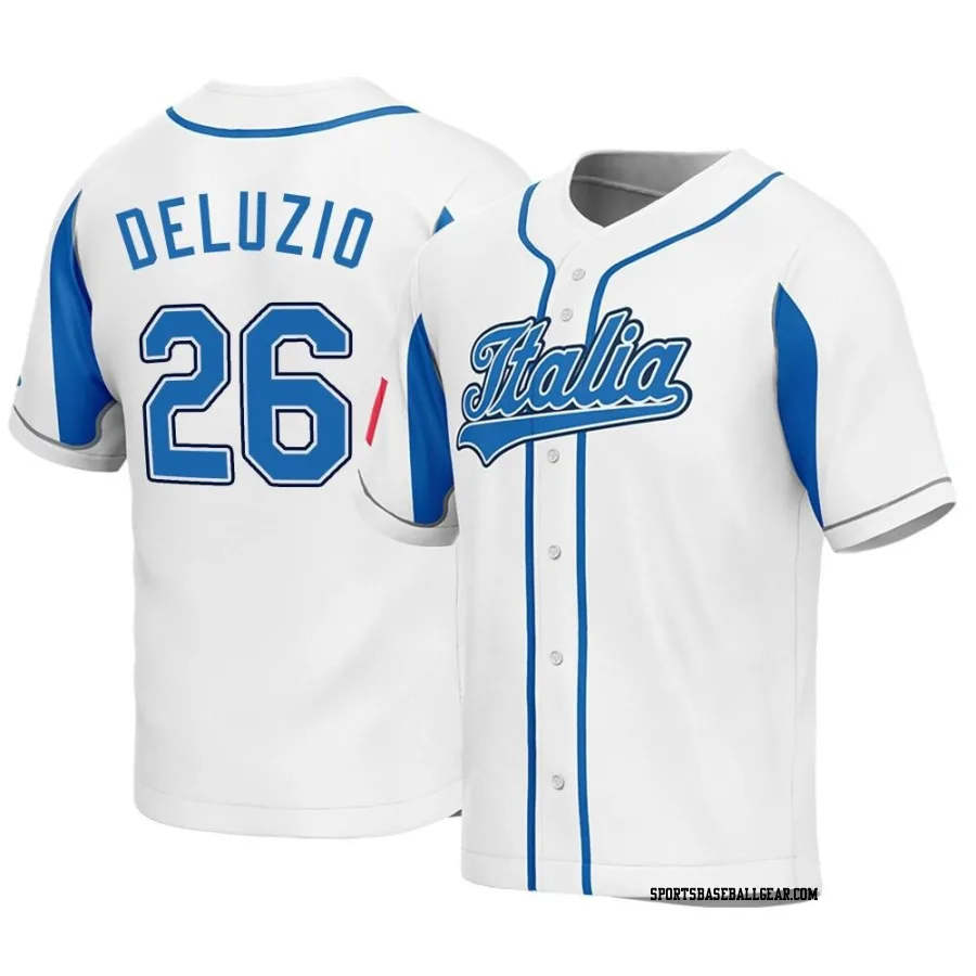 Ben DeLuzio Men's Italy Baseball White Replica 2023 World Baseball Classic Jersey