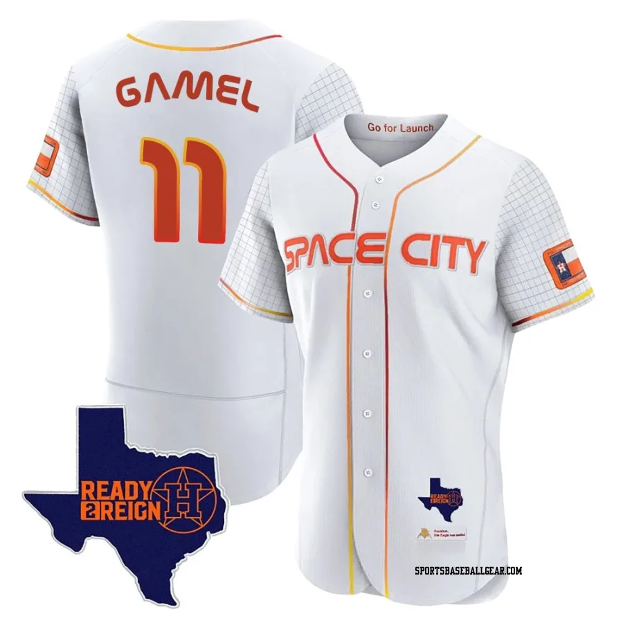 Ben Gamel Men's Houston Astros White Game Authentic 2023 Space City Ready 2 Reign Flex Base Jersey