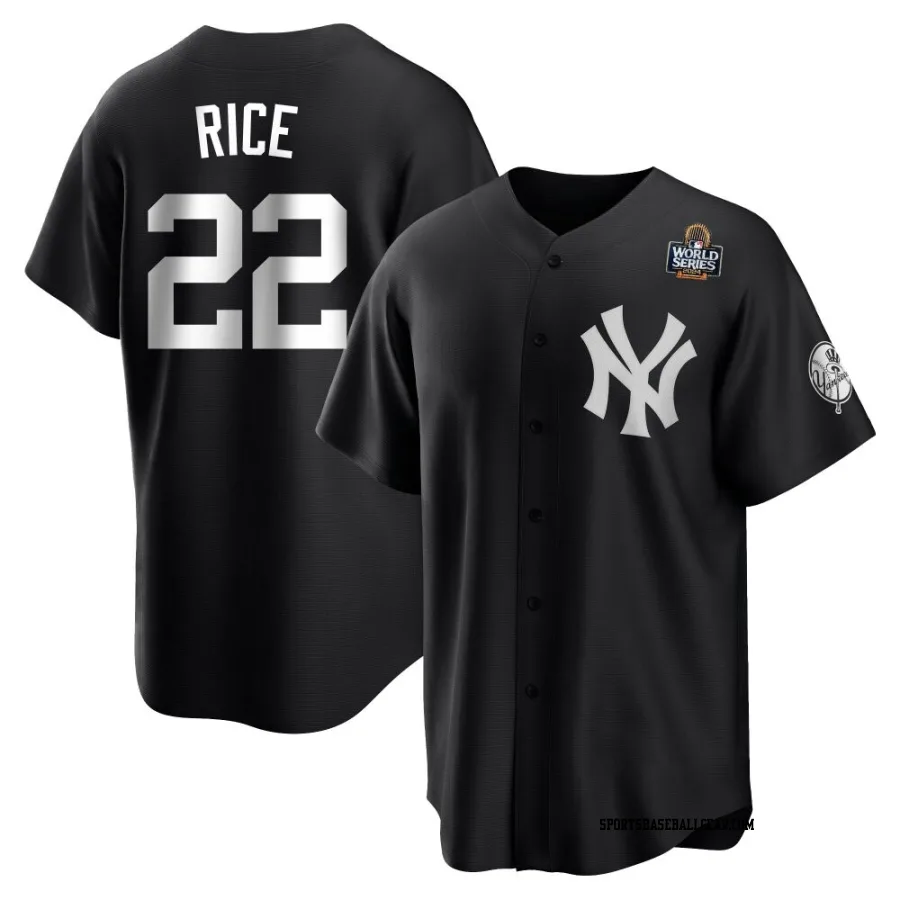 Ben Rice Men's New York Yankees Black/White Replica 2024 World Series Jersey