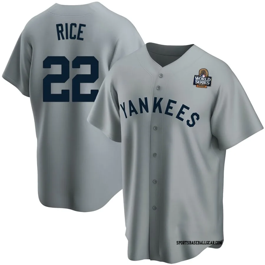 Ben Rice Men's New York Yankees Gray Replica Road Cooperstown Collection 2024 World Series Jersey