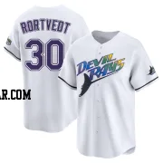 Ben Rortvedt Men's Tampa Bay Rays White Limited Throwback Cooperstown Jersey