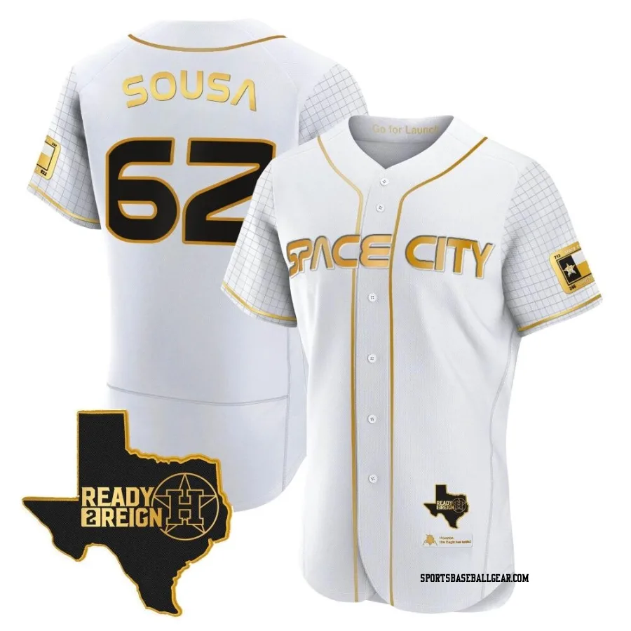 Bennett Sousa Men's Houston Astros White/Gold Authentic 2023 Space City Ready 2 Reign Flex Base Jersey