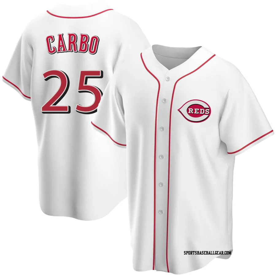 Bernie Carbo Youth Cincinnati Reds White Replica Home Jersey