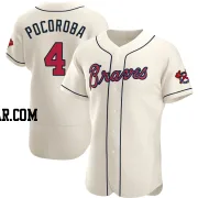 Biff Pocoroba Men's Atlanta Braves Cream Authentic Alternate Jersey