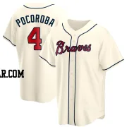 Biff Pocoroba Men's Atlanta Braves Cream Replica Alternate Jersey